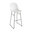 Sgabello Academy con slitta CB/1674-LHS - Struttura in metallo Nero Opaco P15 e seduta in rigenerato di cuoio Bianco ottico 474.