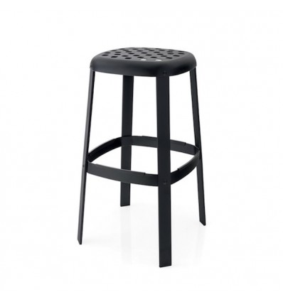 Sgabello Industrial CB/1958 - Realizzato completamente in metallo verniciato Nero Opaco, altezza 80 cm.