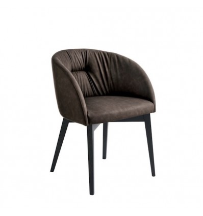 Poltroncina Rosie Soft girevole CB/1923 - Struttura in legno di frassino Nero Opaco P15L e seduta in similpelle Vintage Ebano S0