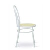 Sedia Thonet in metallo - Struttura in acciaio verniciato Bianco e seduta in plastica finta paglia.