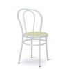Sedia Thonet in metallo - Struttura in acciaio verniciato Bianco e seduta in plastica finta paglia.