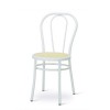 Sedia Thonet in metallo - Struttura in acciaio verniciato Bianco e seduta in plastica finta paglia.