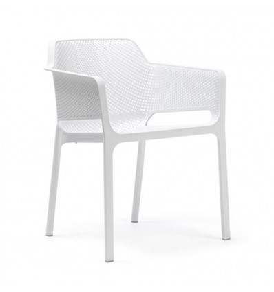 Sedia modello Net con braccioli - in polipropilene rinforzato con fibra di vetro di colore  Bianco