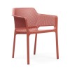 Sedia modello Net con braccioli - in polipropilene rinforzato con fibra di vetro di colore  Corallo