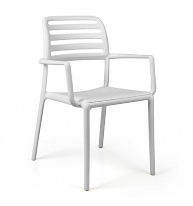 Sedia modello Costa con braccioli - in Polipropilene rinforzato con fibra di vetro di colore Bianco