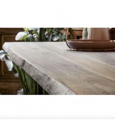 Tavolo TL Special Top fisso - Struttura in metallo verniciato e piano in legno massiccio dai bordi naturali in Noce Americano.