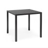 Tavolo Cube fisso quadrato - Gambe in alluminio verniciato e piano in polipropilene Antracite, 80 x 80 per esterno.