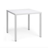 Tavolo Cube fisso quadrato - Gambe in alluminio verniciato e piano in polipropilene Bianco, 80 x 80 per esterno.