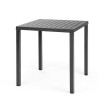 Tavolo Cube fisso quadrato - Gambe in alluminio verniciato e piano in polipropilene Antracite, 70 x 70 per esterno.
