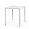 Tavolo Cube fisso quadrato - Gambe in alluminio verniciato e piano in polipropilene Bianco, 70 x 70 per esterno.