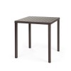 Tavolo Cube fisso quadrato - Gambe in alluminio verniciato e piano in polipropilene Caffè, 70 x 70 per esterno.