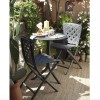Tavolo Spritz tondo - In polipropilene Antracite, dal diametro di 60,5 ed altezza da 76,5 oppure 40. Sedia Zac Spring.