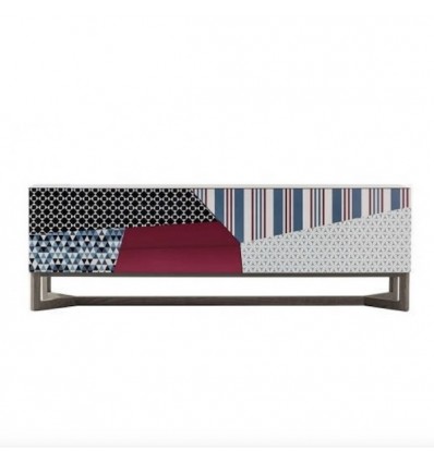 Madia Doppler Sideboard Low - Base in legno di frassino e cassa in legno laccato opaco. Ante multicolori.
