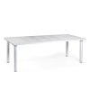 Tavolo Libeccio rettangolare estensibile - Gambe in alluminio e piano traforato in polipropilene Bianco. Ideale per l'esterno.