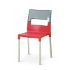 Sedia Diva 2207 - Gambe in alluminio anodizzato, sedile in polipropilene Rosso e schienale in policarbonato Fumè Trasparente