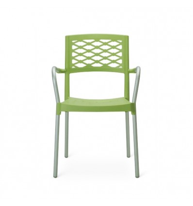 Sedia Lula 2092 - Struttura in alluminio anodizzato, seduta e schienale in polipropilene Verde Pistacchio.