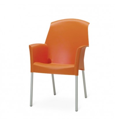 Sedia Super Jenny con braccioli - Gambe in alluminio anodizzato e seduta in polipropilene Arancio.