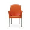 Sedia Super Jenny con braccioli - Gambe in alluminio anodizzato e seduta in polipropilene Arancio.