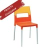 Sedia Diva 2201 - Gambe in alluminio anodizzato, sedile in polipropilene Arancio e schienale in policarbonato Arancio