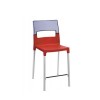 Sgabello Diva 2285-207 - Gambe in alluminio anodizzato, seduta in polipropilene Rosso e schienale in policarbonato Fumè.
