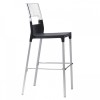 Sgabello Diva 2285-207 - Gambe in alluminio anodizzato, seduta in polipropilene Antracite e schienale in policarbonato Trasparen