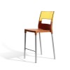 Sgabello Diva 2285-207 - Gambe in alluminio anodizzato, seduta in polipropilene Rosso e schienale in policarbonato Arancione.