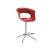 Sgabello Miss B Antishock 2312 - Struttura in metallo cromato e seduta in policarbonato Rosso Pieno.