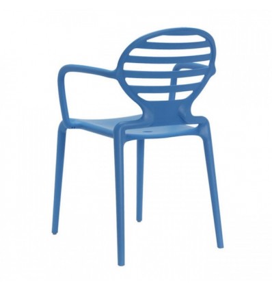 Sedia Cokka con braccioli 2280-61 - In polipropilene nel colore Blu Fiordaliso.