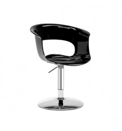 Sedia Miss B Up 2262-380 - Struttura regolabile in altezza in metallo cromato, seduta in policarbonato Nero Pieno.