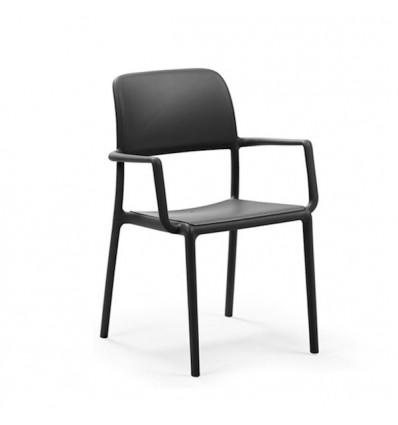 Sedia modello Riva con braccioli - in polipropilene rinforzato con fibra di vetro di colore Antracite