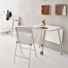 SEDIA PIEGHEVOLE ALU CB/205 - Struttura in Alluminio Satinato, seduta e schienale in Net Grigio 460. Tavolo modello Blitz.