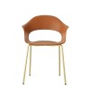 Sedia Lady B 2696 - Struttura in metallo Effetto ottone Satinato OS e seduta in tecnopolimero Terracotta 73.