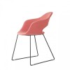 Sedia Lady B Pop a slitta - Struttura in metallo Verniciato Antracite Va e seduta in tessuto Corallo T985.