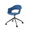 Sedia Lady Pop 2598 con ruote - Struttura in metallo verniciato Nero VN e seduta in tessuto Blu personallizzato.