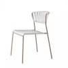 Sedia Lisa Club 2874 - Struttura in metallo verniciato Tortora , seduta e schienale cordonata in PVC Bianco Lino P10