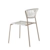 Sedia Lisa Club 2874 - Struttura in metallo verniciato Tortora , seduta e schienale cordonata in PVC Bianco Lino P10