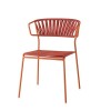 Poltrona Lisa Club 2873 - Struttura in metallo verniciato Terracotta ZE, seduta e schienale in fili di PVC Rosso P73.