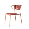 Poltrona Lisa Club 2873 - Struttura in metallo verniciato Terracotta ZE, seduta e schienale in fili di PVC Rosso P73.