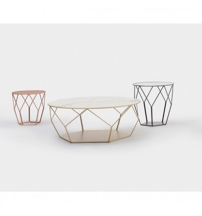 Tavolino Arbor tondo - Struttura in metallo e piano in ceramica oppure in vetro. In 3 dimensioni differenti.
