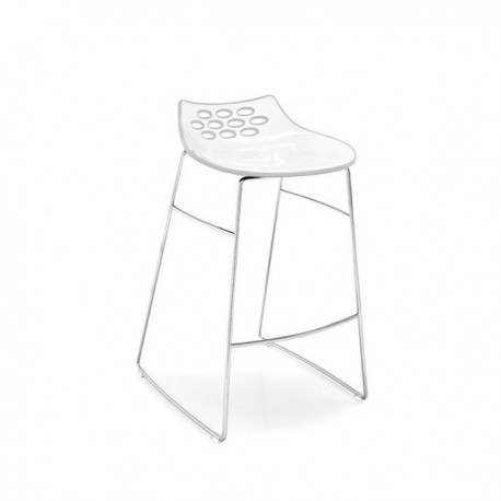 SGABELLO JAM CB/1033 - Struttura in metallo Cromato P77 e seduta in policarbonato Bianco e Trasparente P799/P848.
