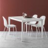 Tavolo Pentagon CB/4797-160 allungabile - Struttura in metallo Bianco Ottico Opaco P94 e piano in Vetro Extrachiaro Serigrafato 