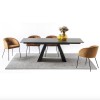 Tavolo Wings CB/4801-RC allungabile - Struttura in metallo Nero Opaco P15 e piano in ceramica Ossido Nero P6C.