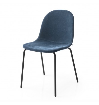 Sedia Academy CB/1663-VE - Struttura in metallo Nero Opaco P15 e seduta in tessuto Venice Blu Oceano S0J.