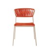 Sedia Lisa Filò 2870 - Struttura in metallo zincato Tortora, seduta e schienale in corda nautica Terracotta.