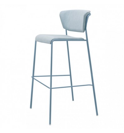 Sgabello Lisa Waterproof 2862 - Struttura in metallo zincato, seduta e schienale in tessuto Blu Avio.