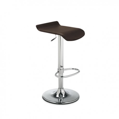 SGABELLO MAMBO CB/1340 - Colonna in metallo cromato P77 e sedile in rigenerato di cuoio caffè 463
