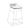 SGABELLO JAM CB/1033 - Struttura in metallo Cromato P77 e seduta in policarbonato Bianco e Nero Lucido P799/P791.