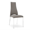 Sedia Juliet CS/1368-LH Calligaris Outlet - Struttura in metallo Cromato e seduta in pelle Tortora.