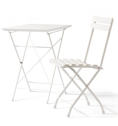 Sedia Step pieghevole Vermobil - Colore Bianco Goffrato, tavolo Step disponibile in due misure
