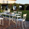 Tavolo Tosca Vermobil - Colore Bianco Goffrato, Sedia Mogan con cuscino bianco